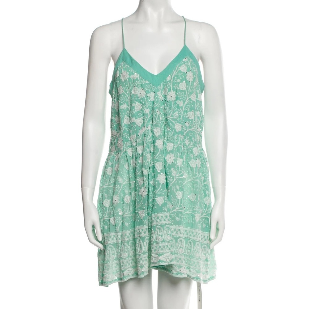 Miss June Paris st Barth sequins embroidered floral dress cover up straps mini
